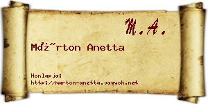 Márton Anetta névjegykártya